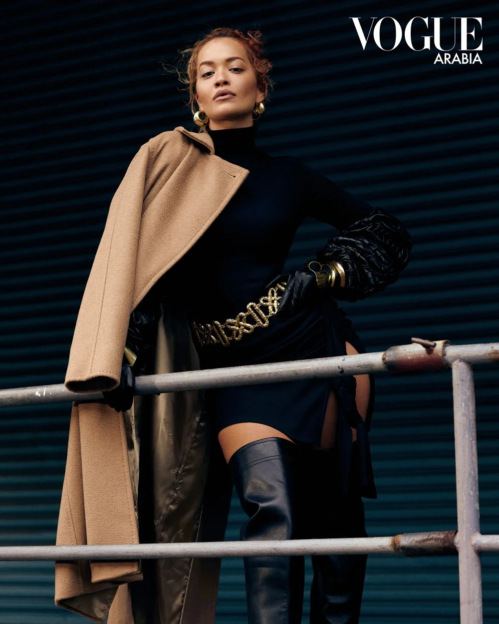 Rita Ora in Vogue Arabia February Donatella Versace Interview